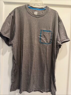 MEC Gray Short Sleeve Tee with Blue Pocket Piping